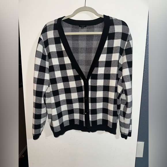 Talbots Sweaters - Talbots Black and White Checkered Women's Sweater Cardigan Size 2x